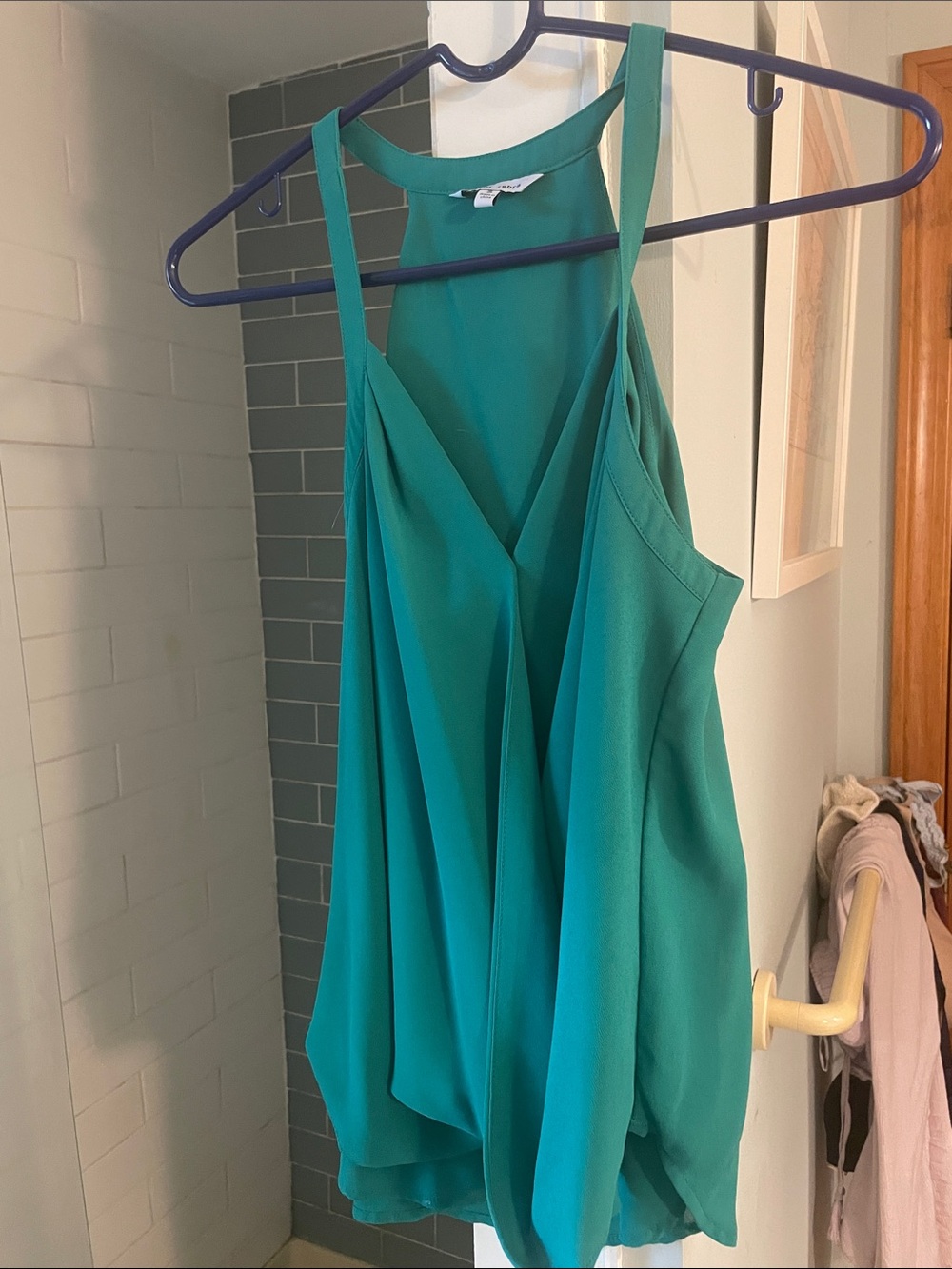 Naked Zebra Green Draped Halter Cami Top
